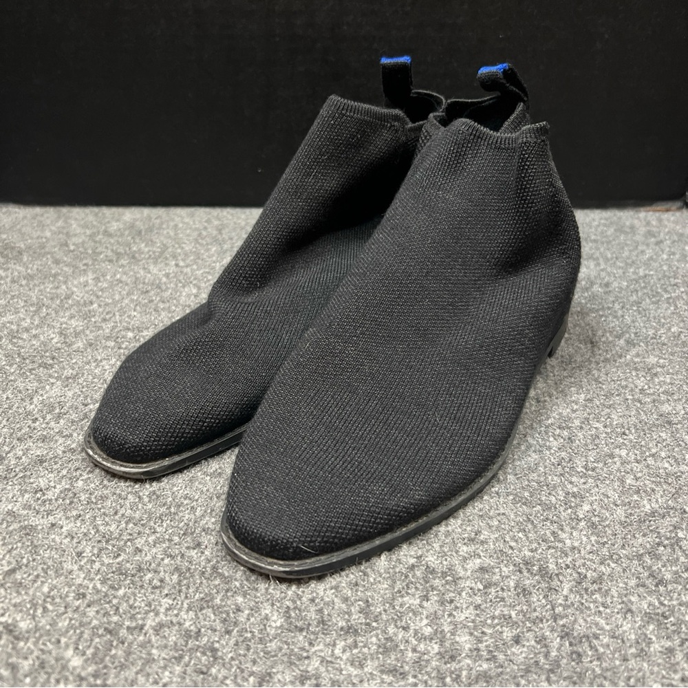 Rothy’s Merino Ankle Chelsea Flat Boots Onyx Black Women 8 Comfort Sistainable